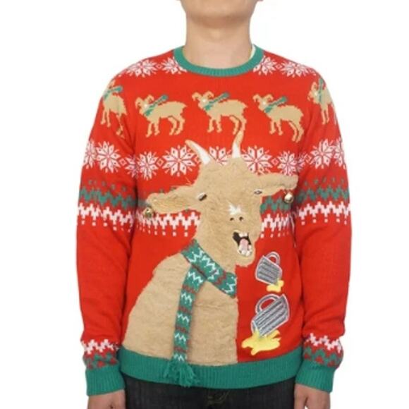 Jolly Sweater Other - Jolly Sweater Holiday Goat Ugly Christmas Pullover Sweater Men Size L Multicolor